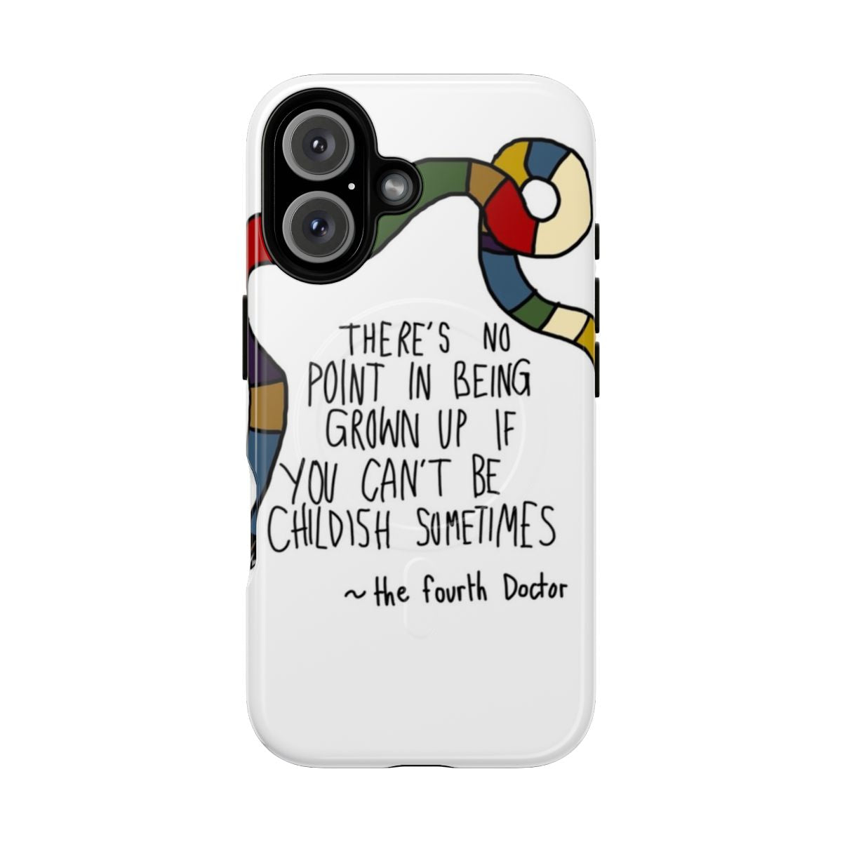 Colorful magnetic phone case featuring the Fourth Doctor from the classic TV series Doctor Who.