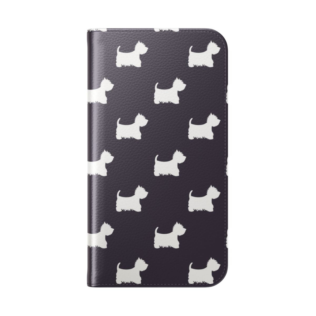 Westie-inspired phone case with a seamless, cute dog pattern - Folded Back