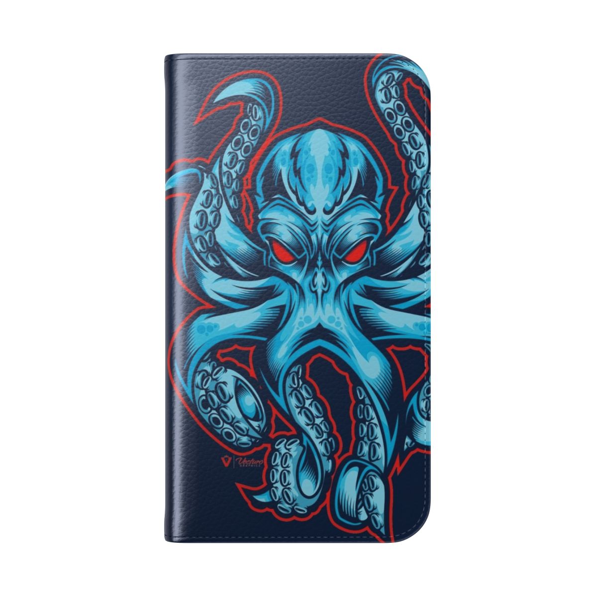 Octopus inspired flip phone case with a detailed mythological creature design - Folded Back