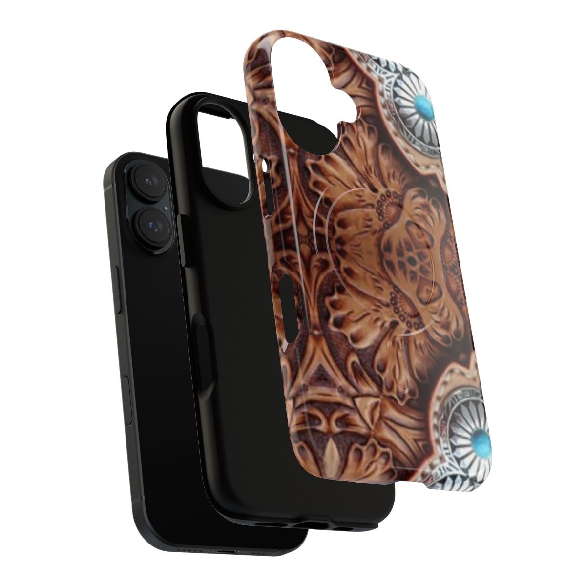 Rustic turquoise and brown cowboy tribal country phone case design - Layers