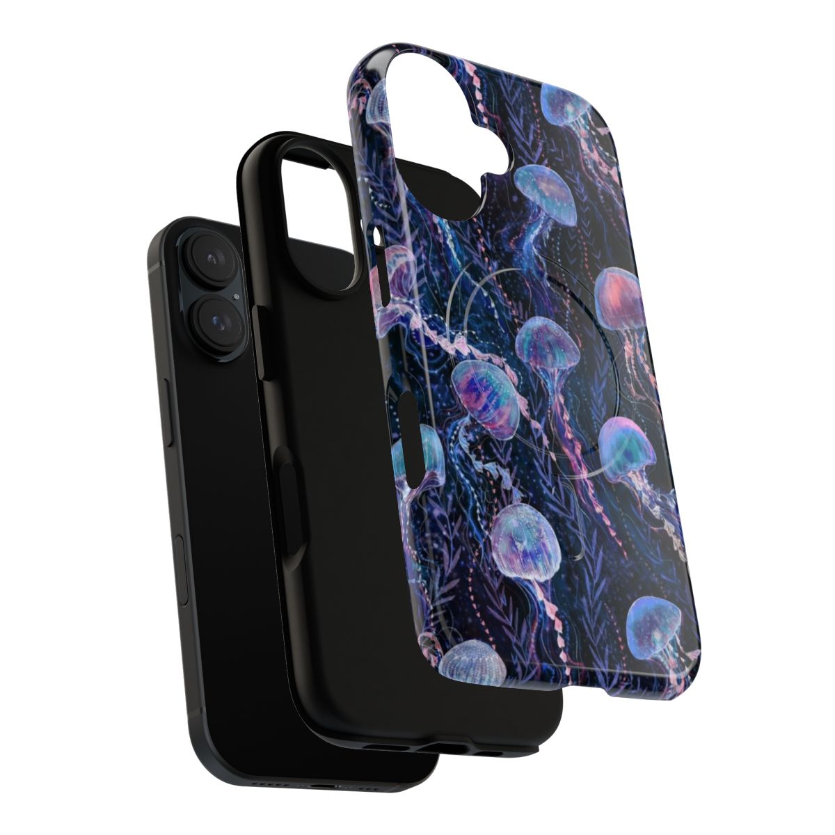 Jellyfish-themed magnetic tough phone case with a vibrant, underwater design - Layers