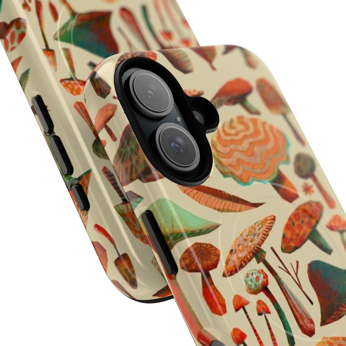 Mushroom-patterned magnetic phone case for nature photography - Detail