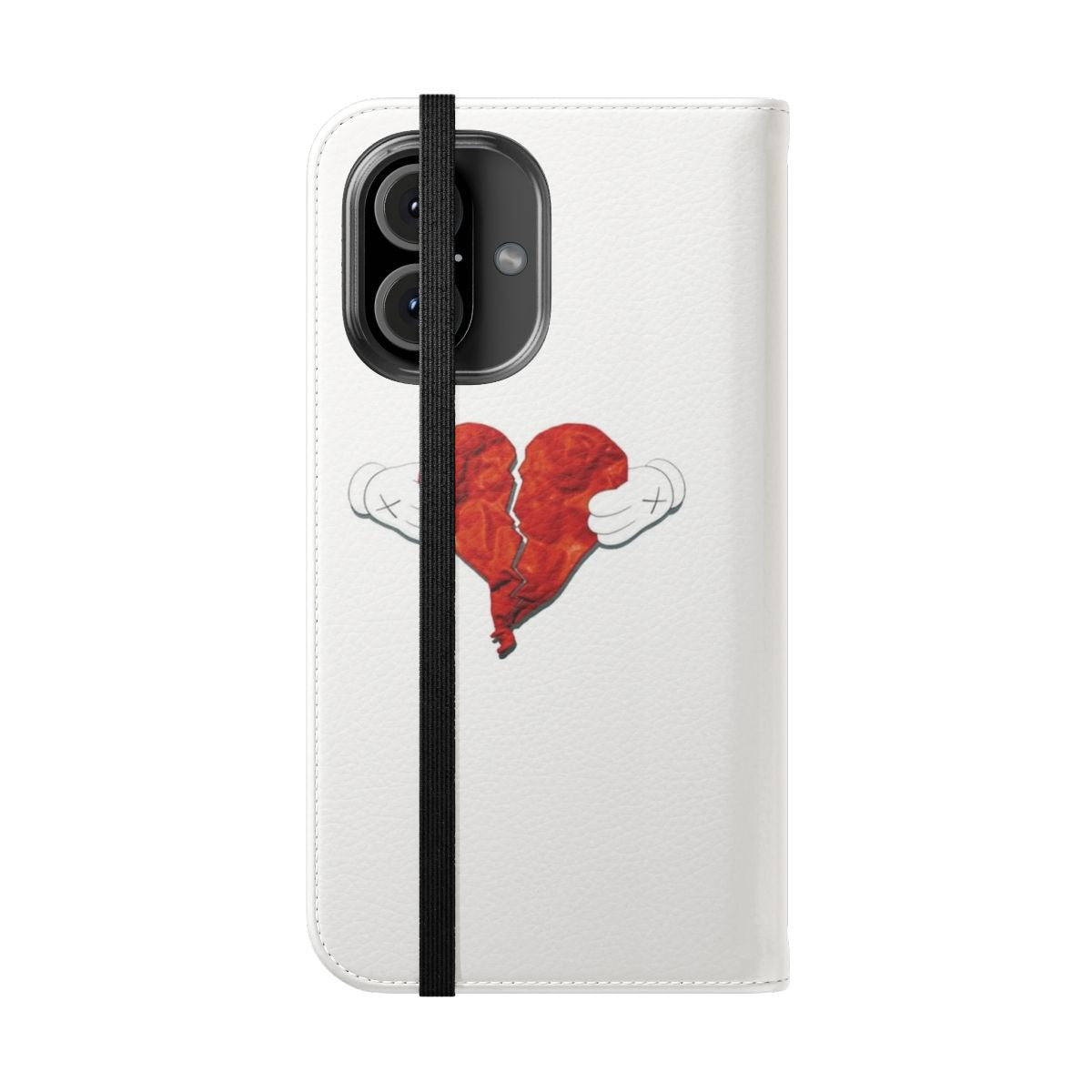 808s and Heartbreak inspired flip phone case with a vintage album cover design - Folded Front