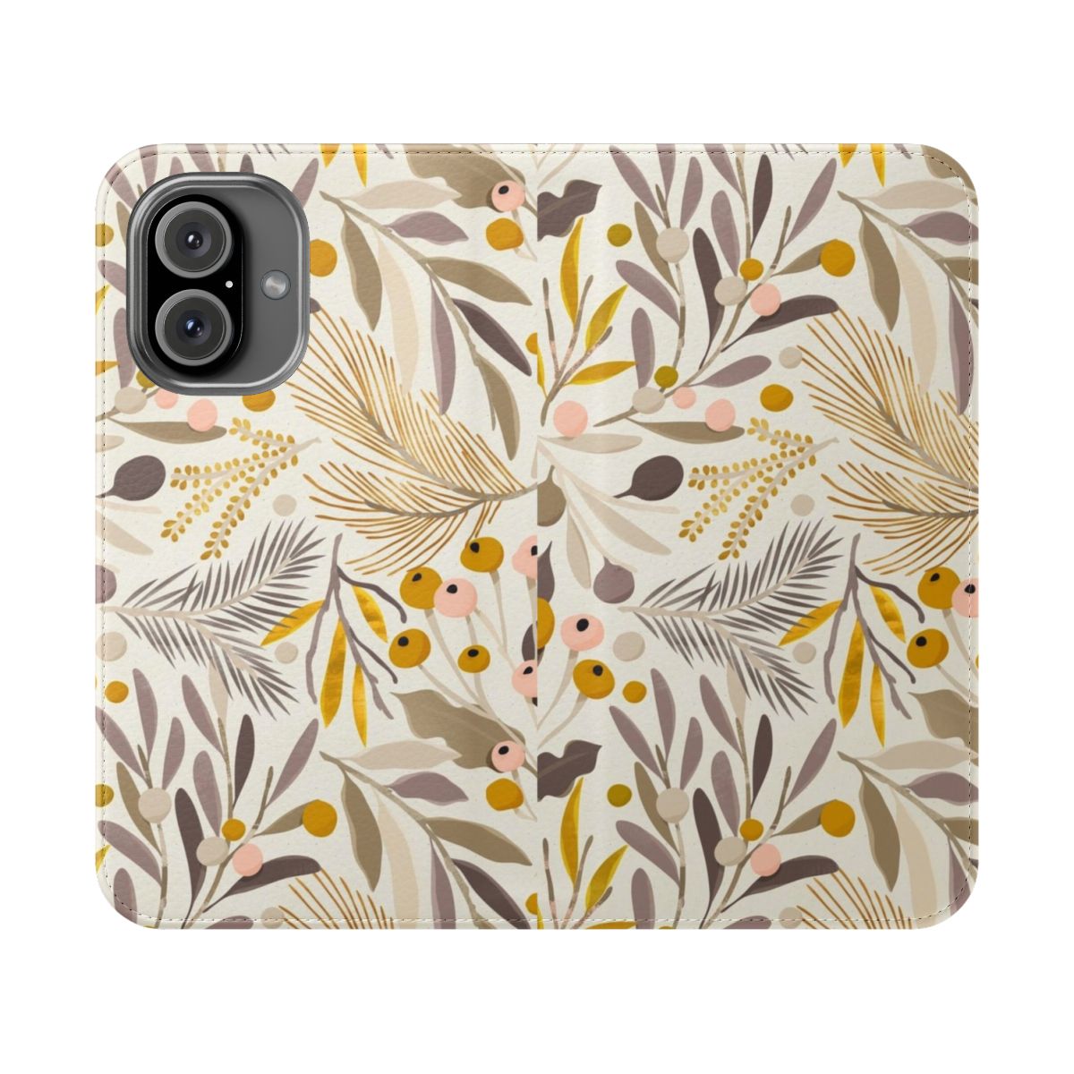 A colorful floral and botanical pattern phone case with a serene, calming design.