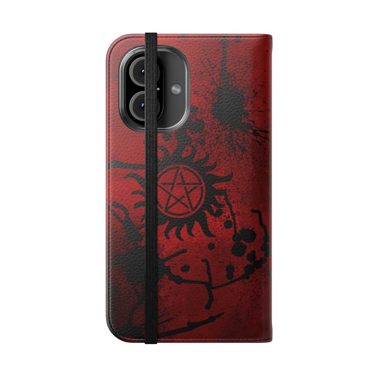 Winchester Brothers Supernatural Flip Phone Case with Impala Car Design - Folded Front