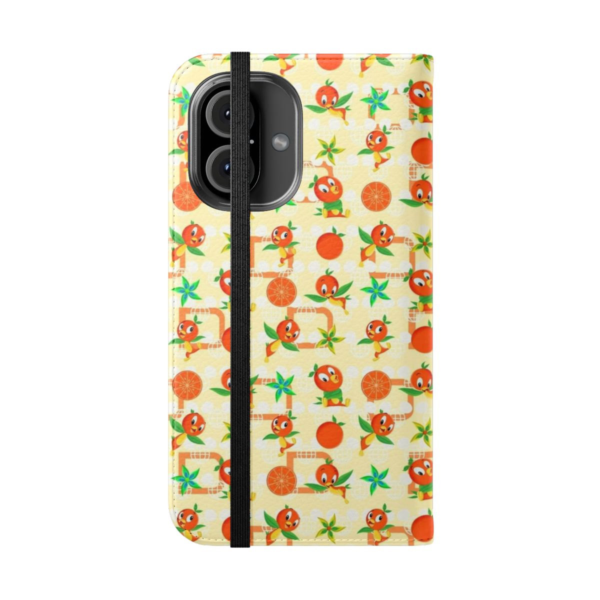 Vintage-inspired orange bird phone case with a retro Florida theme - Folded Front