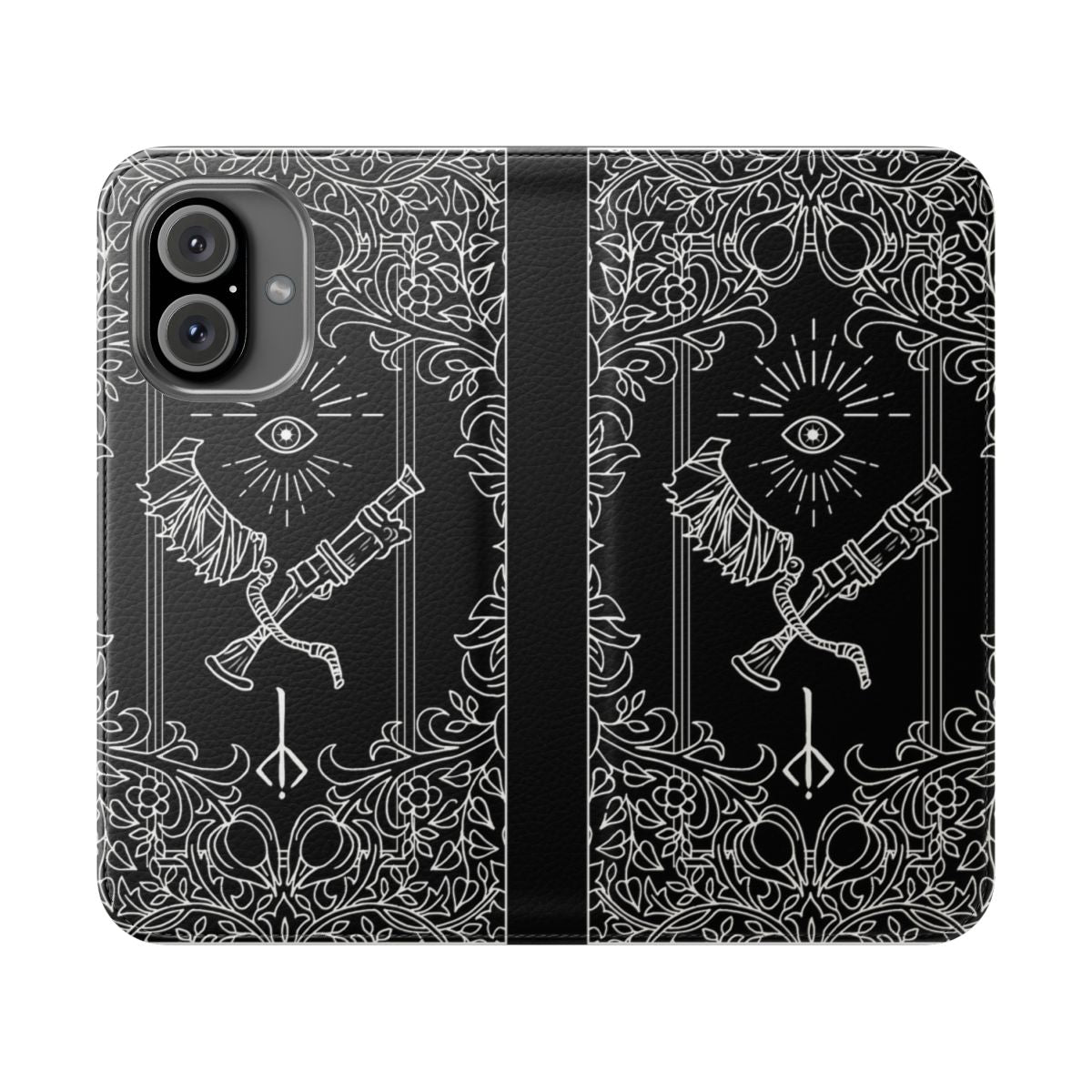 Bloodborne-Inspired Flip Phone Case with Trickweapon and Tarot Imagery