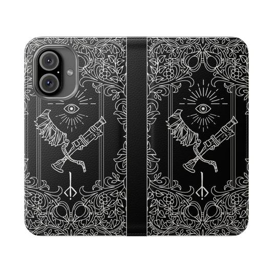 Bloodborne-Inspired Flip Phone Case with Trickweapon and Tarot Imagery