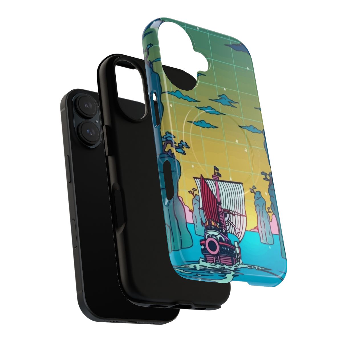 Retro Futurism-Inspired One Piece Magnetic Tough Phone Case - Layers