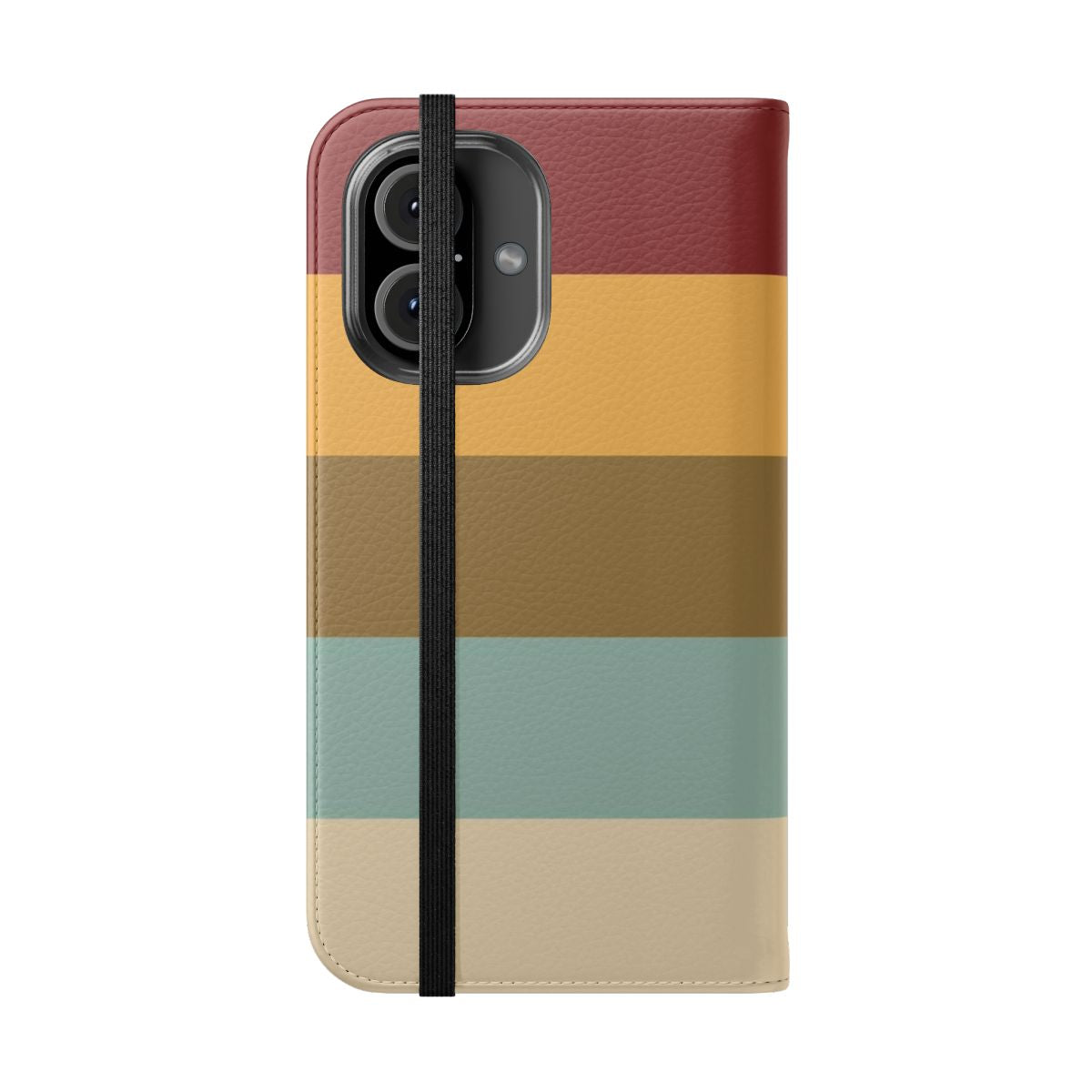 Flip cover phone case with a Wes Anderson movie palette color scheme inspired by Moonrise Kingdom. - Folded Front