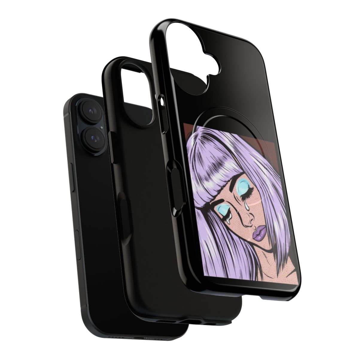 Lilac Bangs Crying Comic Girl Phone Case - Unique Magnetic and Tough Design - Layers