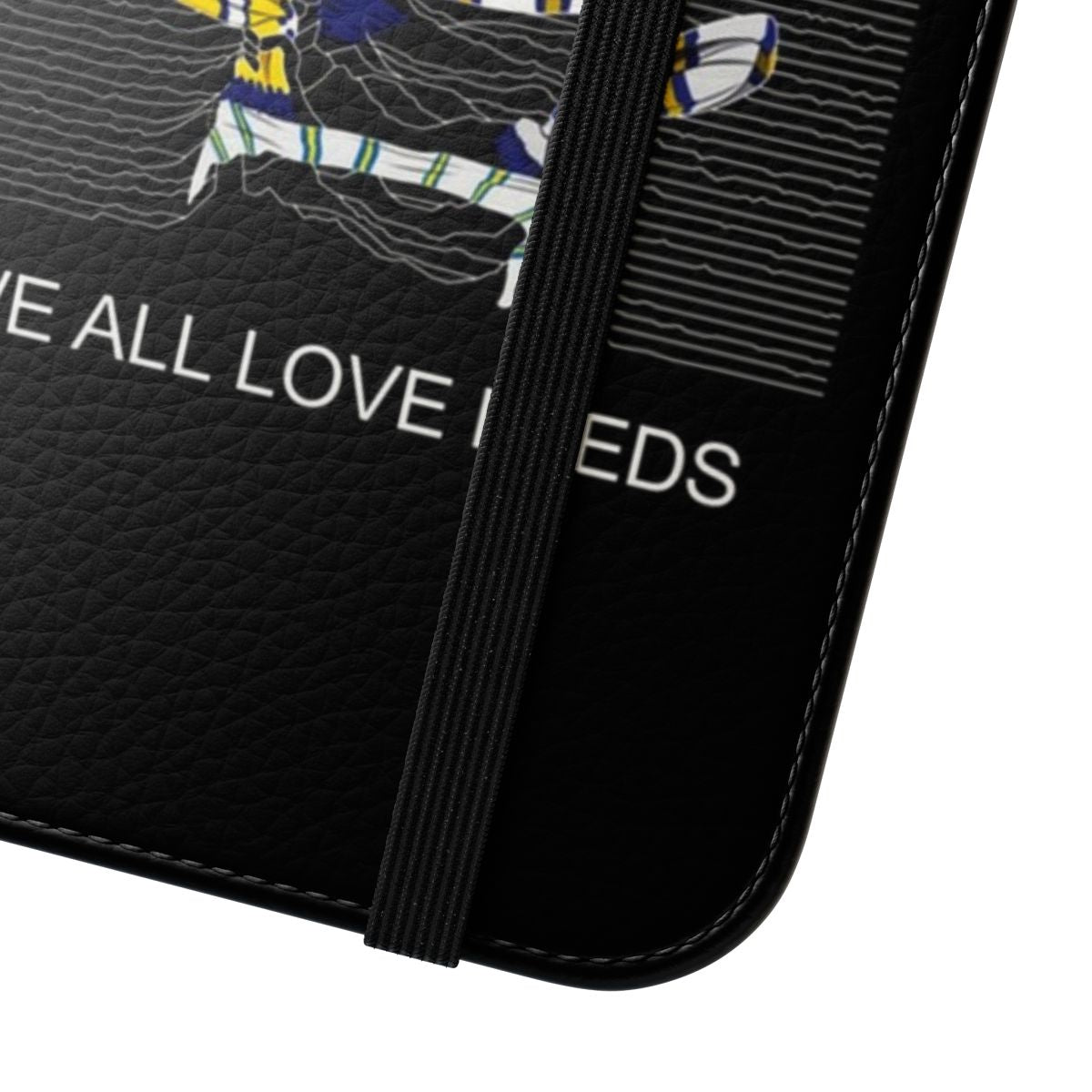 Leeds themed flip cover phone case with city landmarks - Close Up