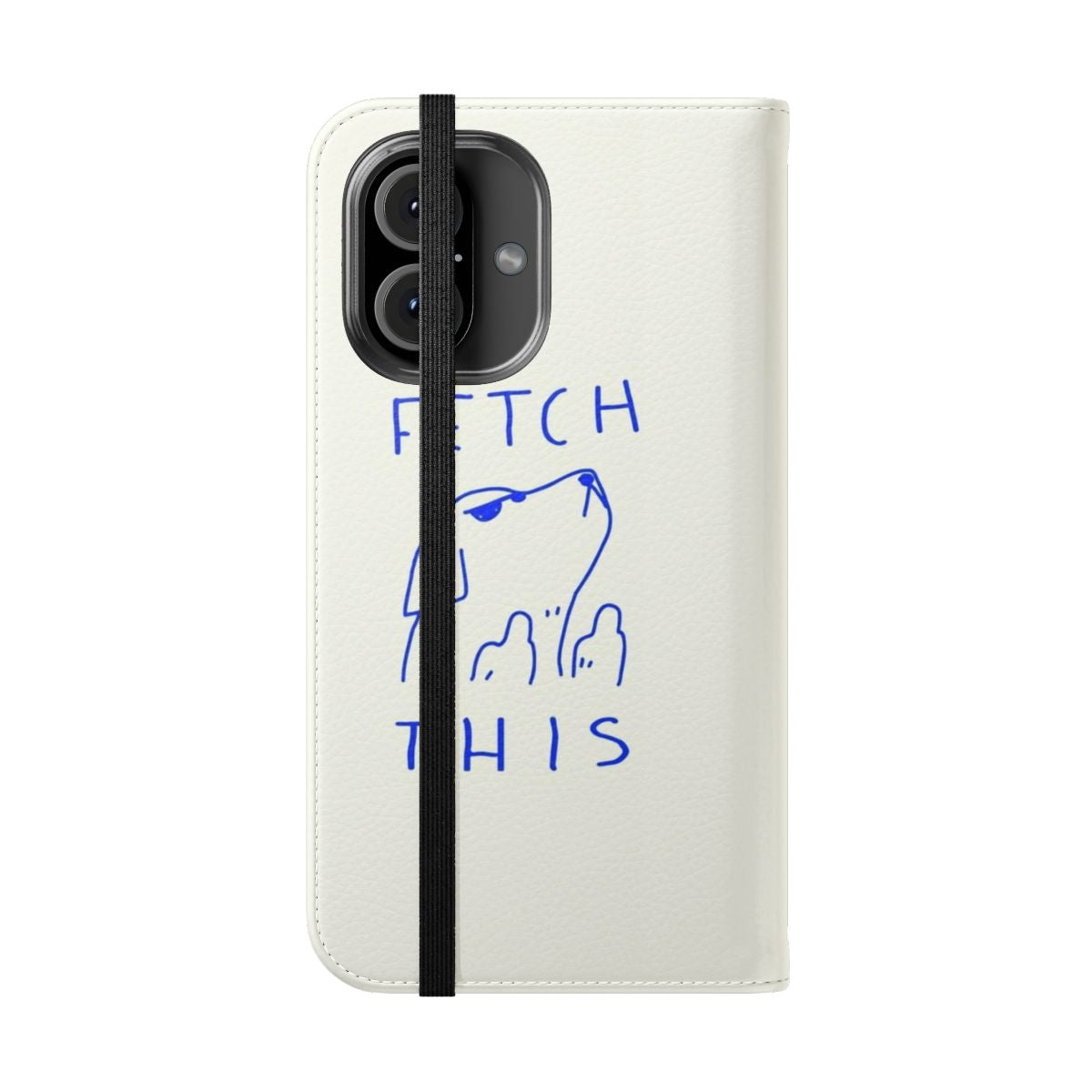 A minimalist line art or pop art style phone case featuring a simple dog design. - Folded Front