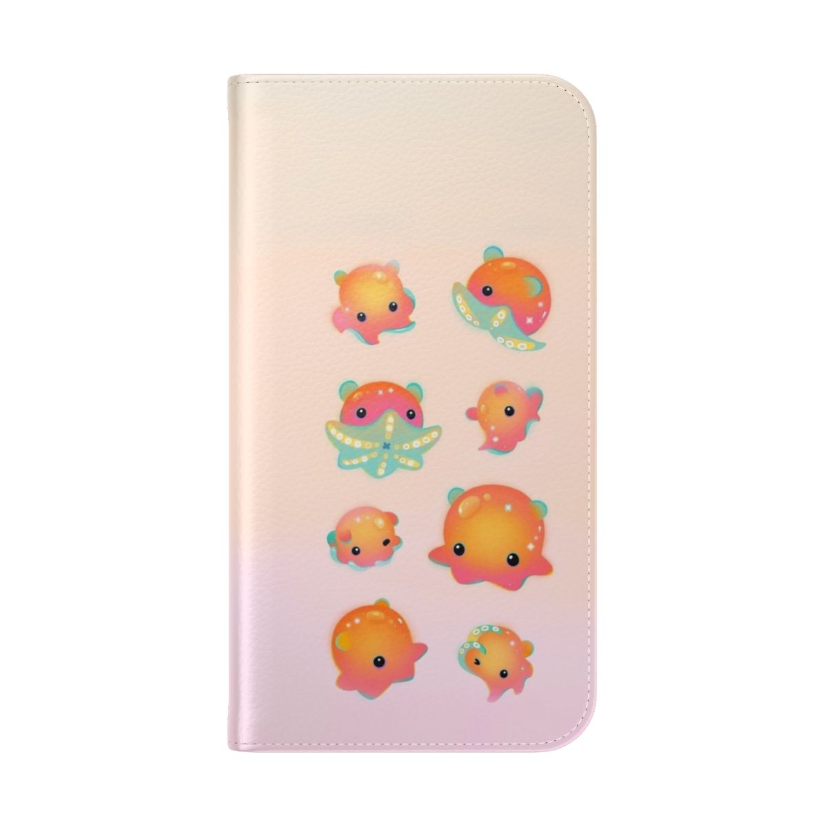 Vibrant phone case featuring a cute flapjack octopus design - Folded Back