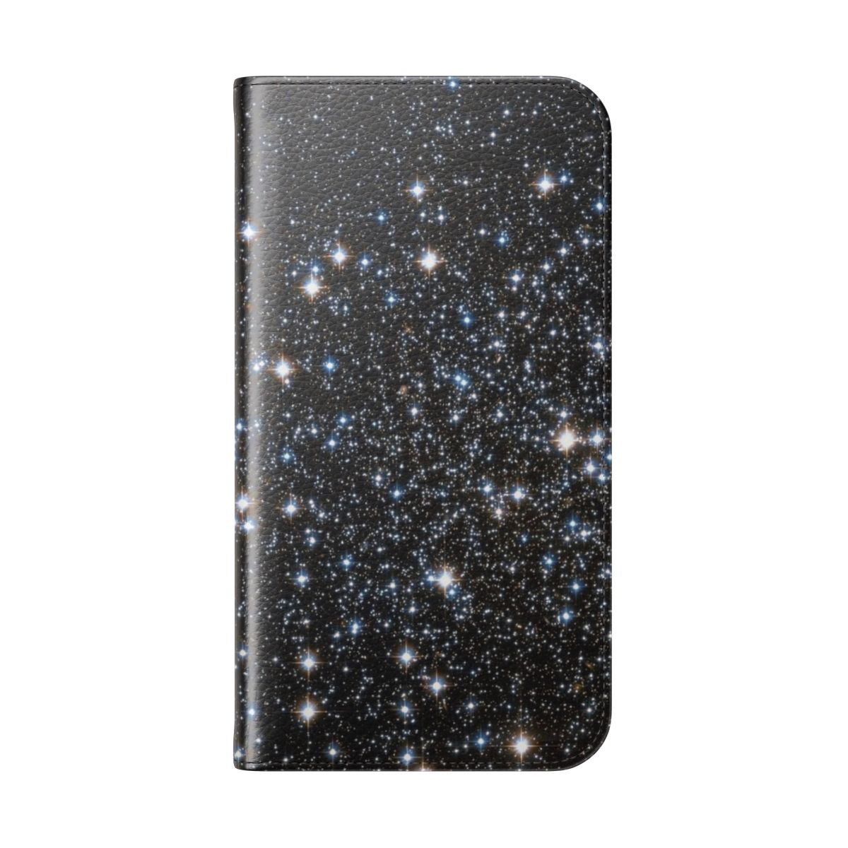 Glittering galaxy-themed phone case with stars and nebula design - Folded Back