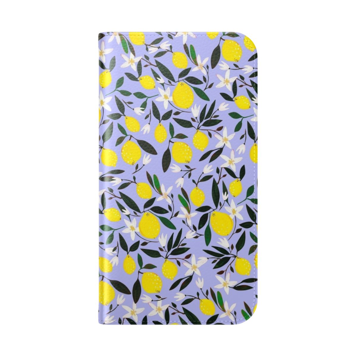 Blue lemon floral pattern printed on a phone case - Folded Back