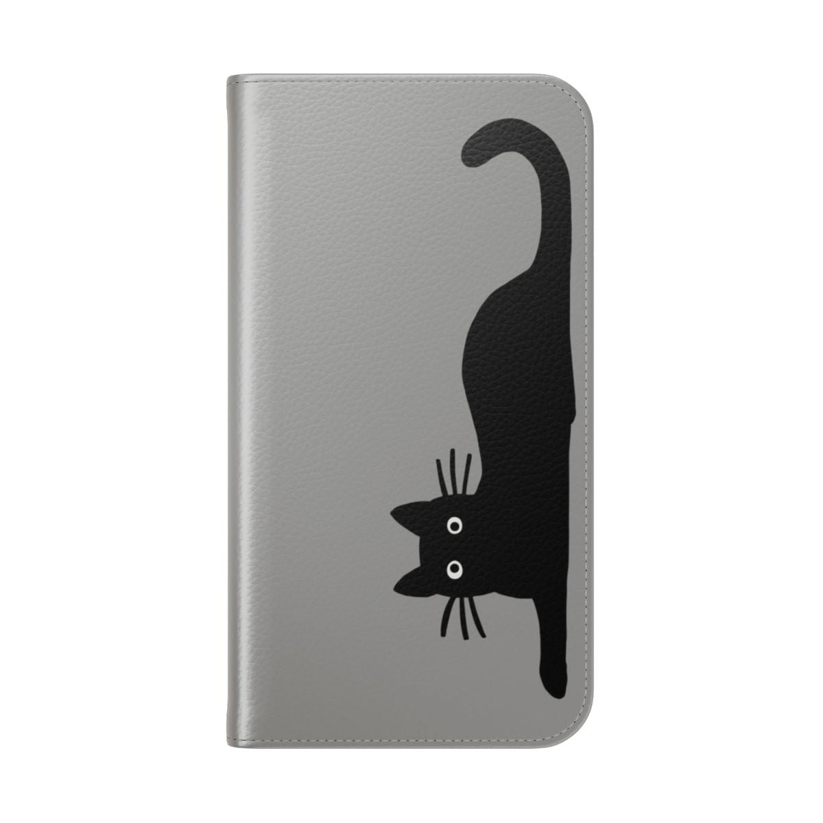 Black cat flip phone case with whiskers and paws - Folded Back