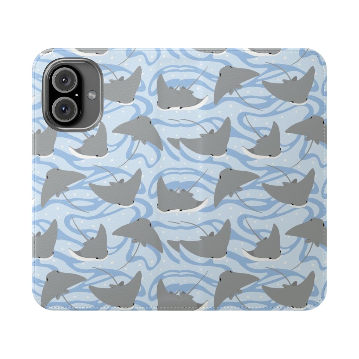 Stingray and cownose ray illustration on a colorful phone case