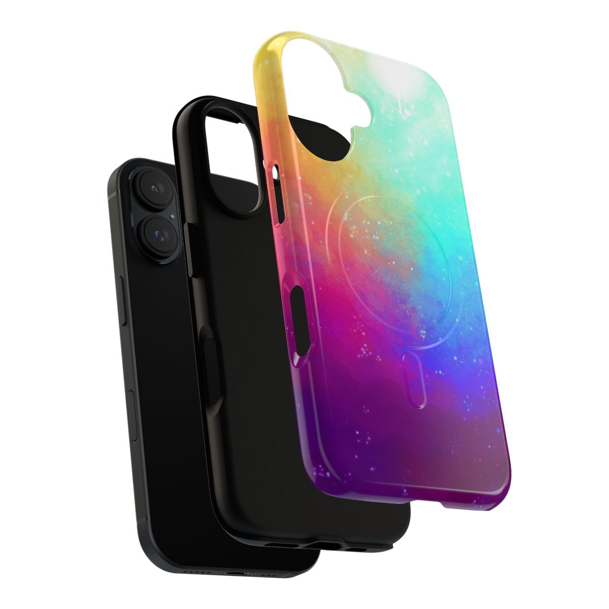 Artistic galaxy-themed phone case with colorful sky and spray paint design - Layers