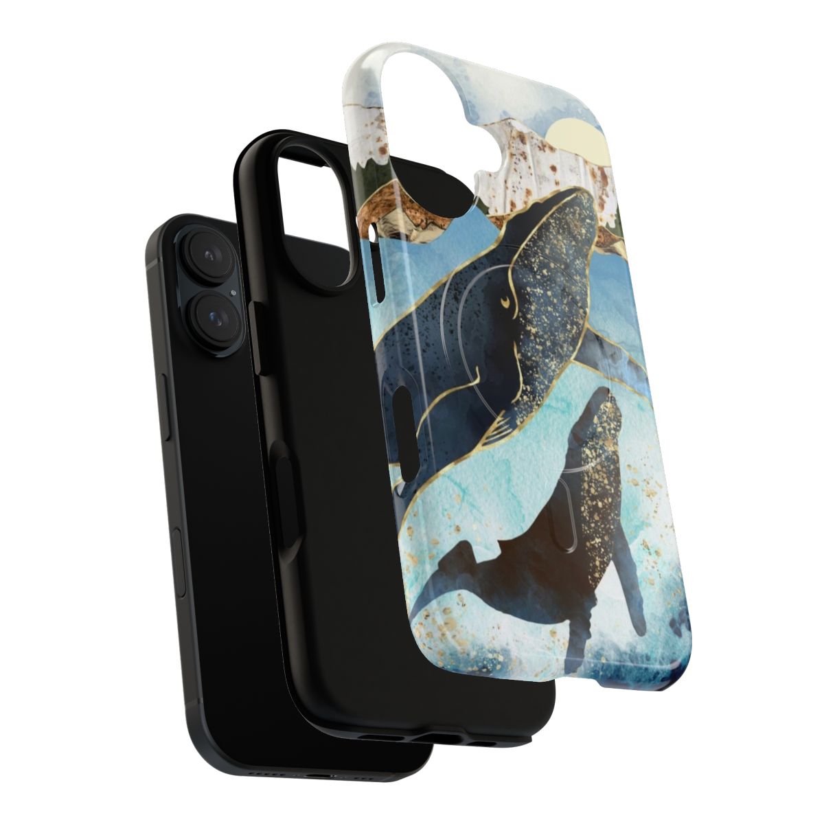 Watercolor-style phone case with magnetic closure and protective design - Layers