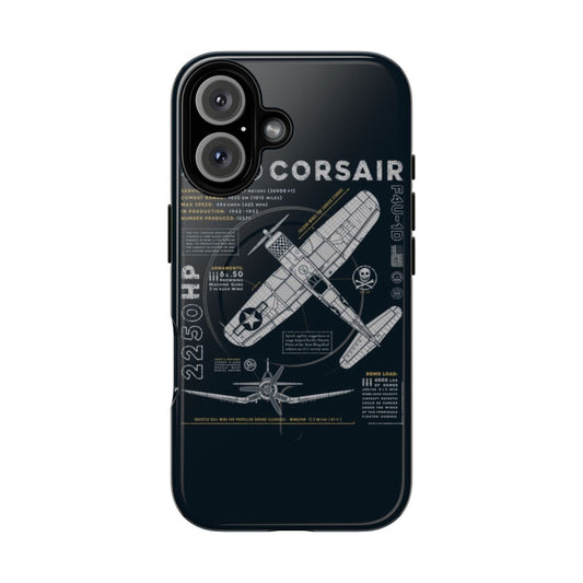 F4U Corsair inspired phone case with bold military aircraft graphic