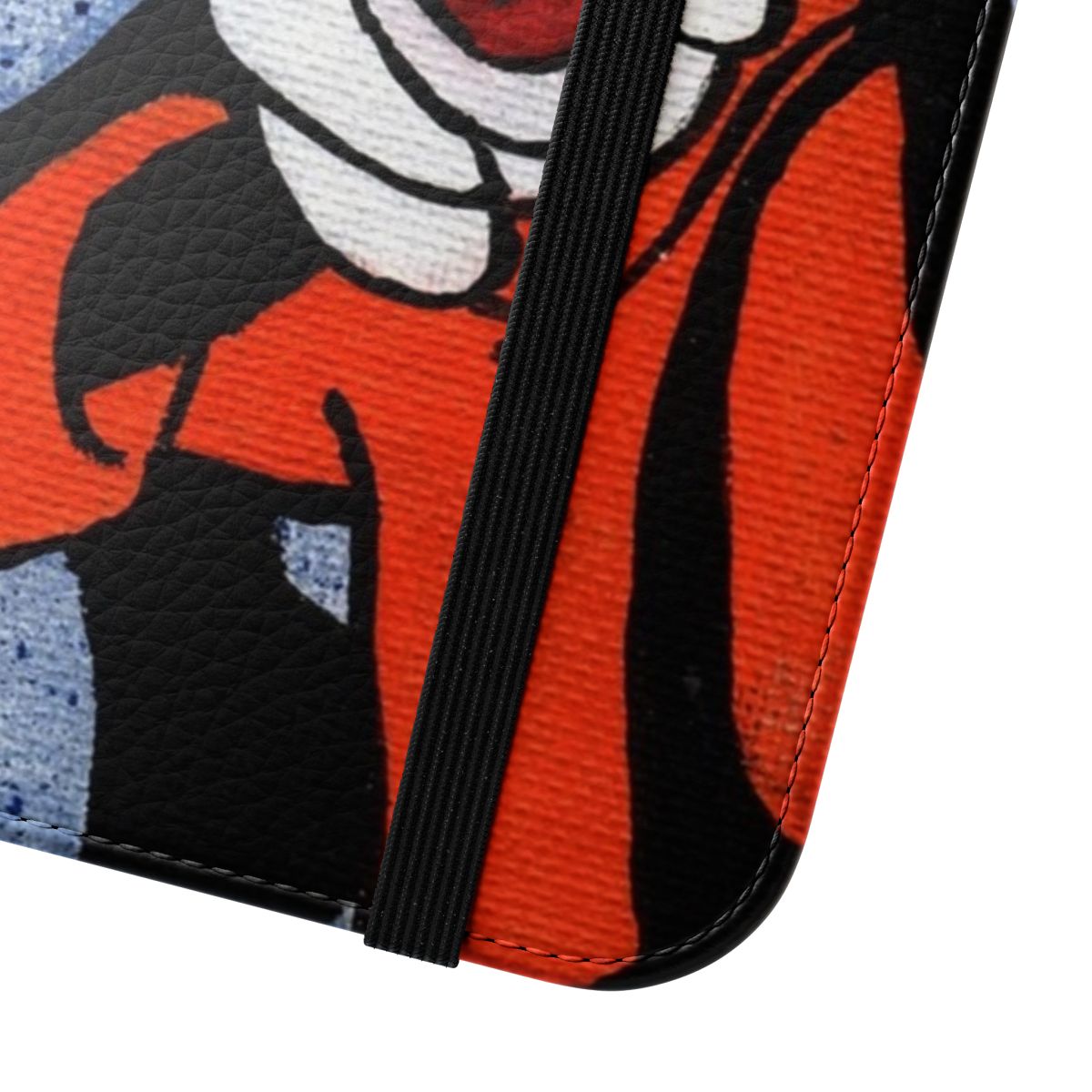 Aw Shucks themed phone case featuring a blue and speckled background with a cartoon goofy-style design - Close Up