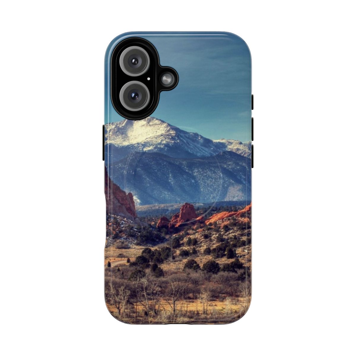 Magnetic tough phone case featuring a beautiful mountain landscape