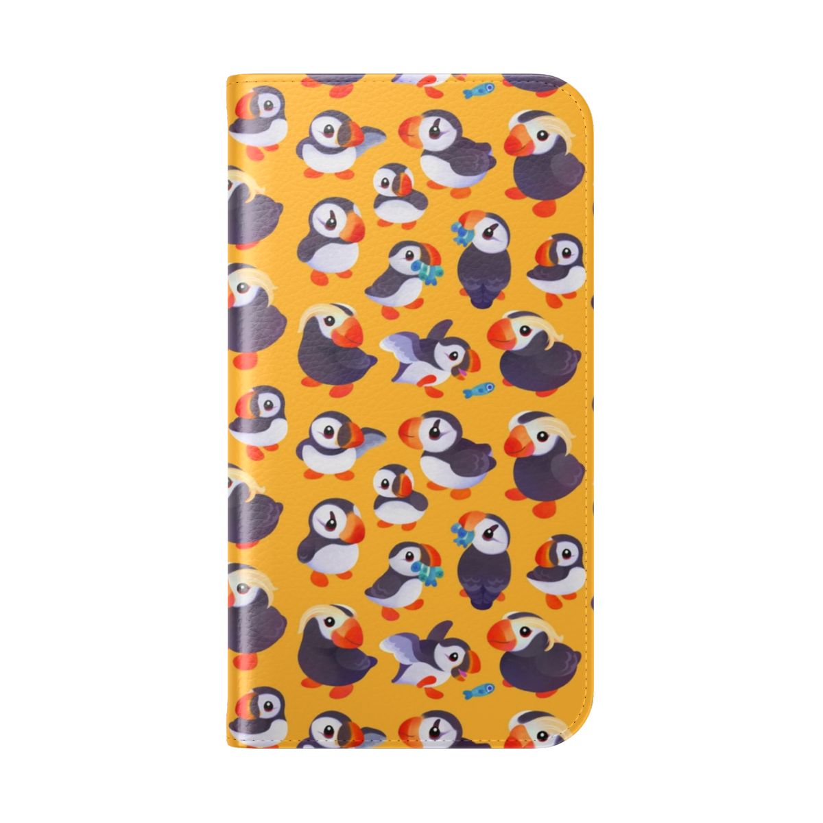 Vibrant yellow puffin bird phone case cover - Folded Back