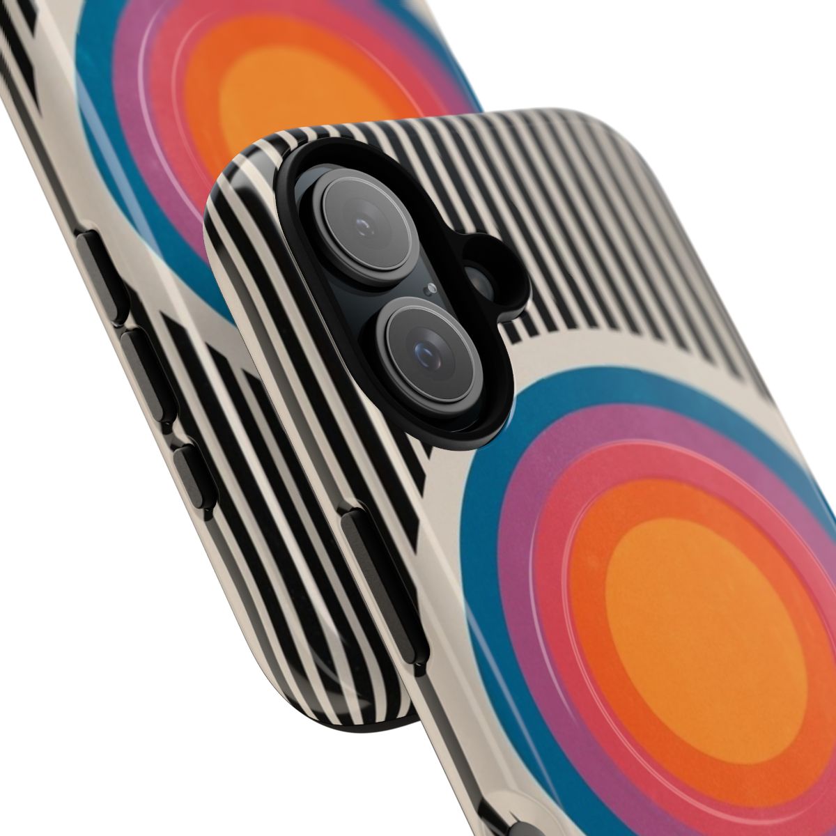 Vibrant, minimalist phone case with abstract art design inspired by the California sun - Detail