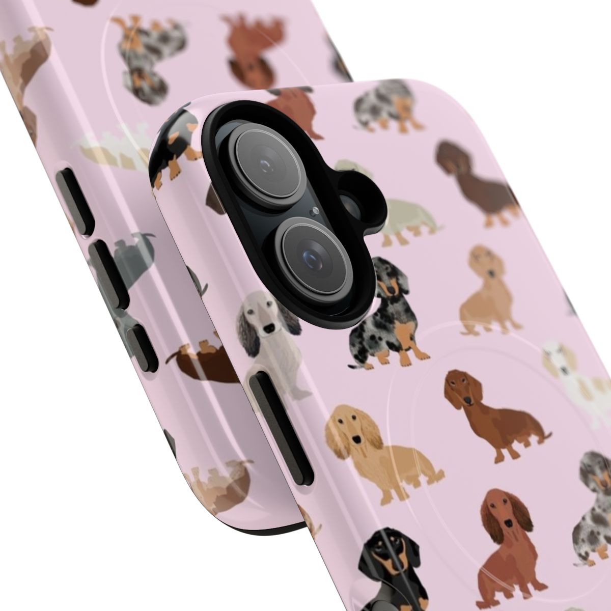 Dachshund dog breed phone case with a colorful pet portrait pattern design - Detail