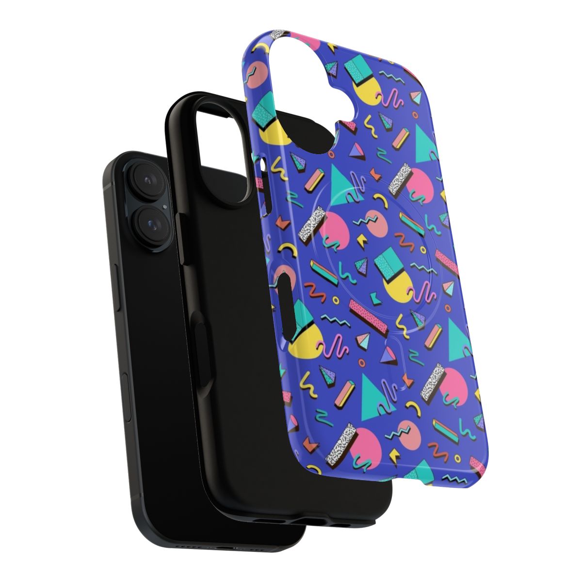 Vibrant retro pattern phone case with magnetic closure and tough construction - Layers