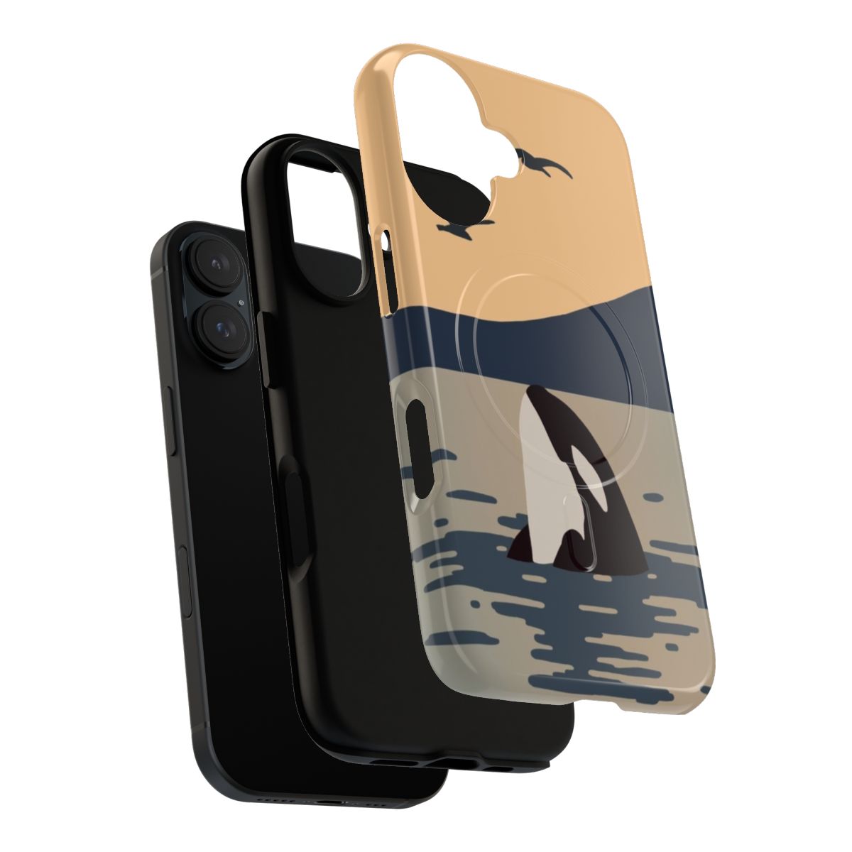 Killer whale or orca design on a tough, magnetic phone case - Layers