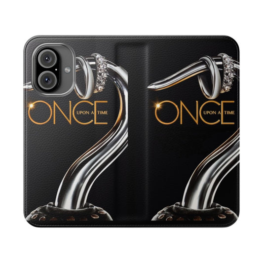 Flip cover phone case featuring the Once Upon a Time characters Emma Swan and Killian Jones, also known as "Captain Swan".