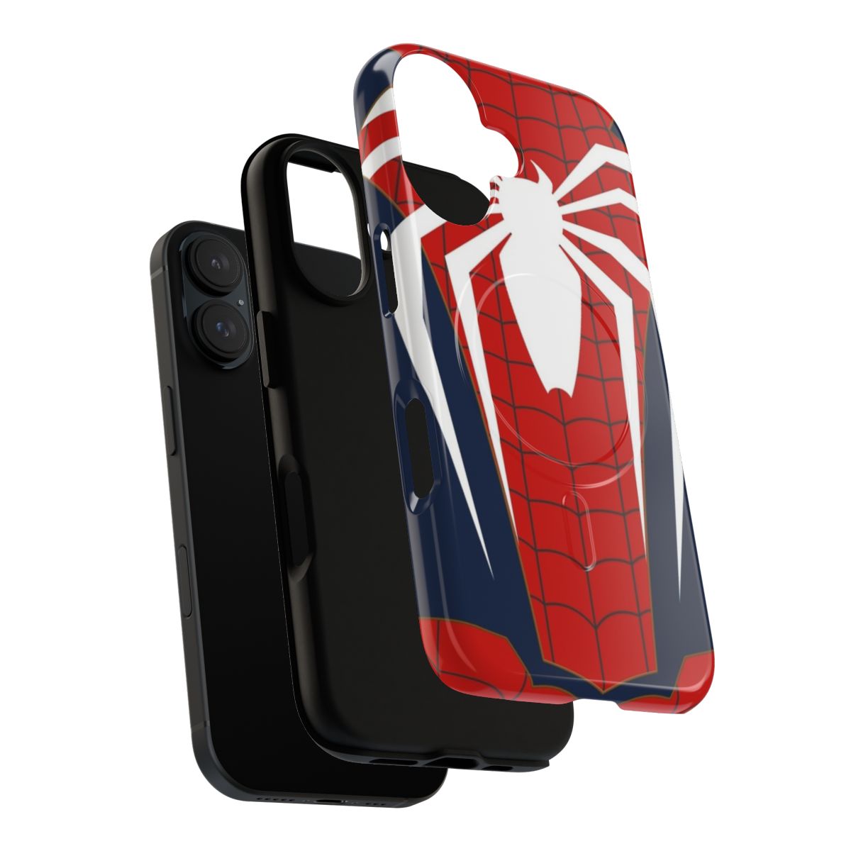 Magnetic and tough phone case with a spider-man inspired web design - Layers