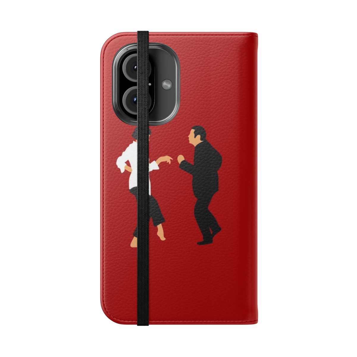 Retro Pulp Fiction-inspired flip cover phone case with movie characters - Folded Front