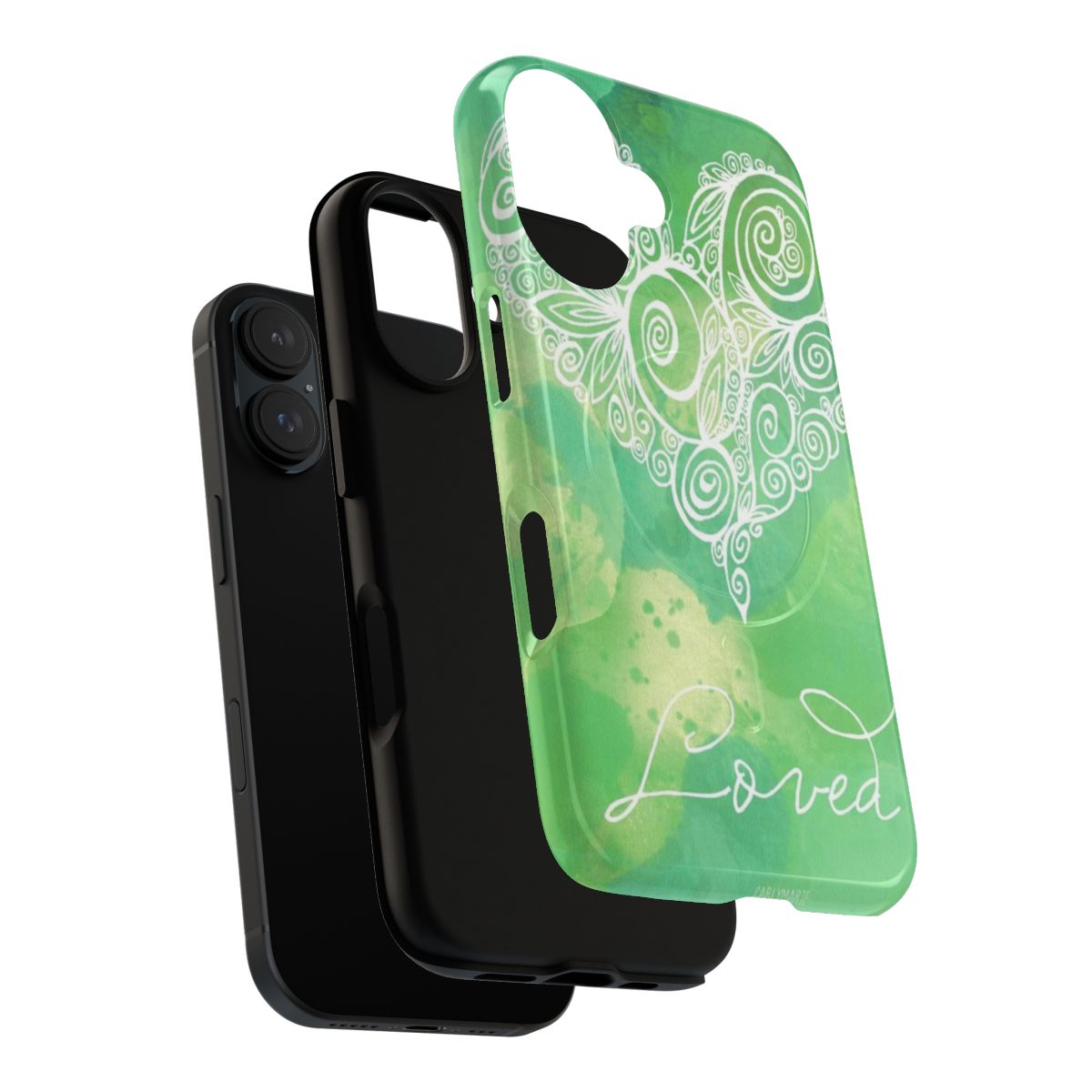 Magnetic tough phone case featuring a heart chakra mandala design - Layers