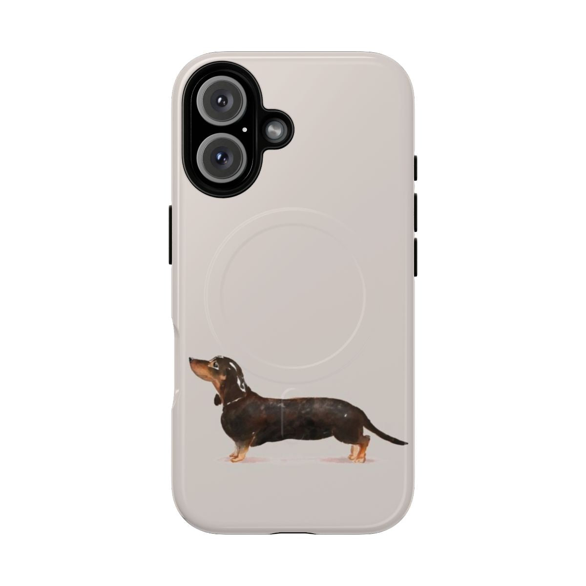 Watercolor illustration of a dachshund on a tough phone case