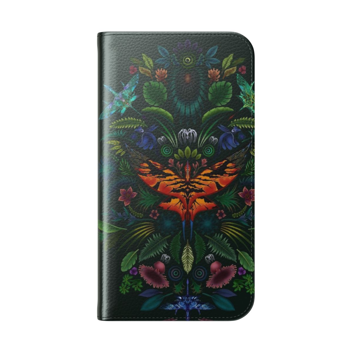 Artistic phone case featuring a digital drawing of the Pandora forest from the Avatar universe. - Folded Back