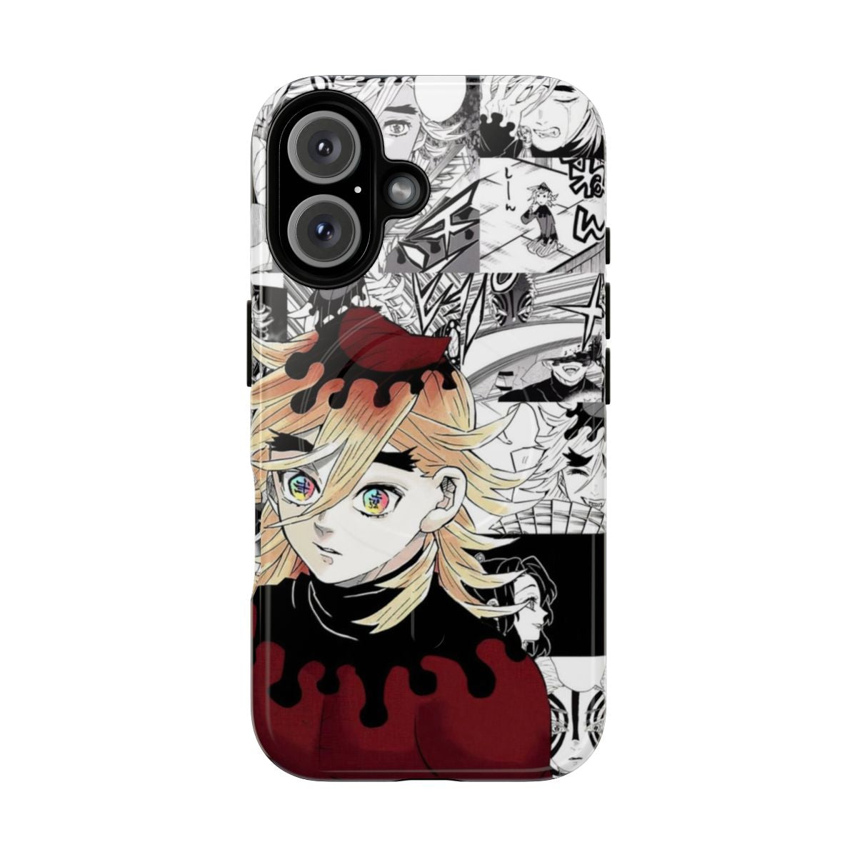 Doma-themed black and white collage phone case with strong magnetic attachment