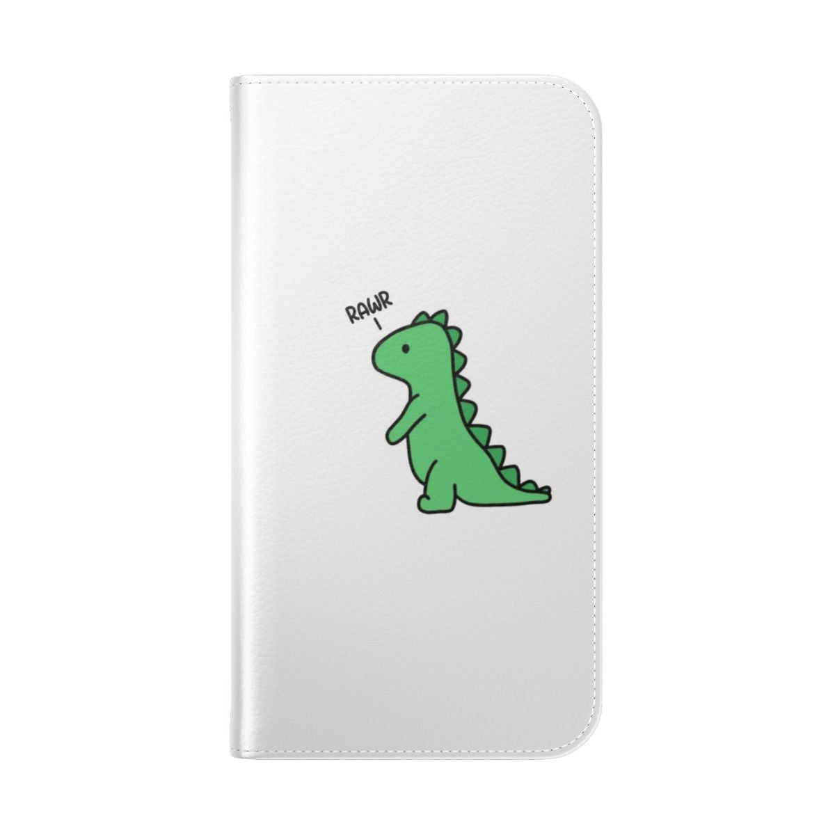 Cute dinosaur-themed phone case with a small flip cover design - Folded Back