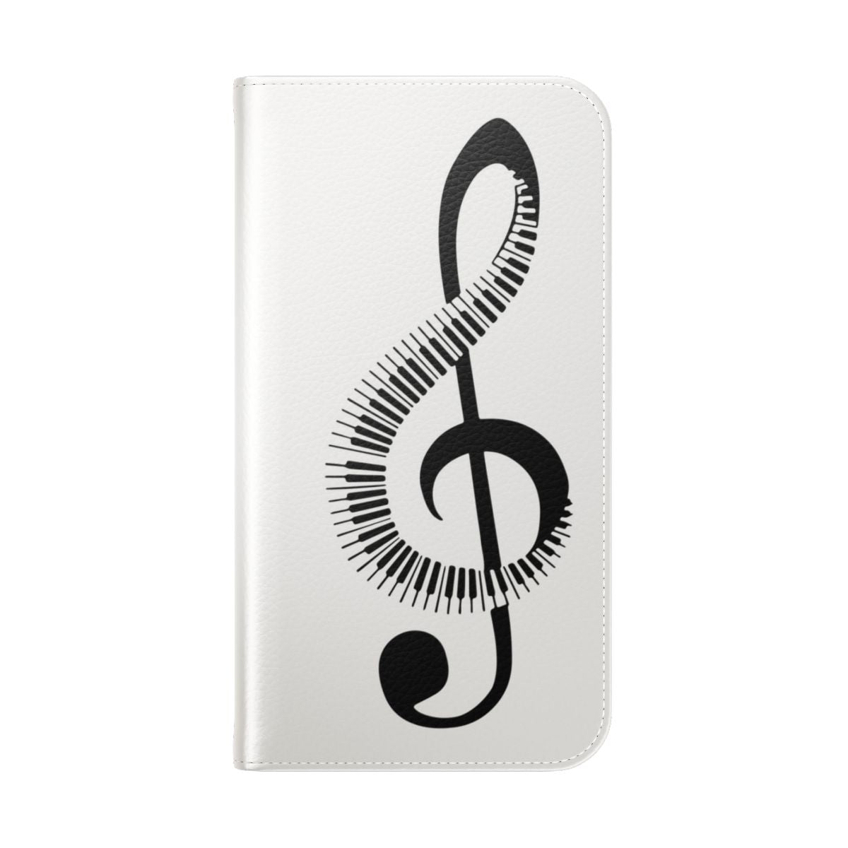 Piano note flip phone case featuring a musical design for music lovers. - Folded Back