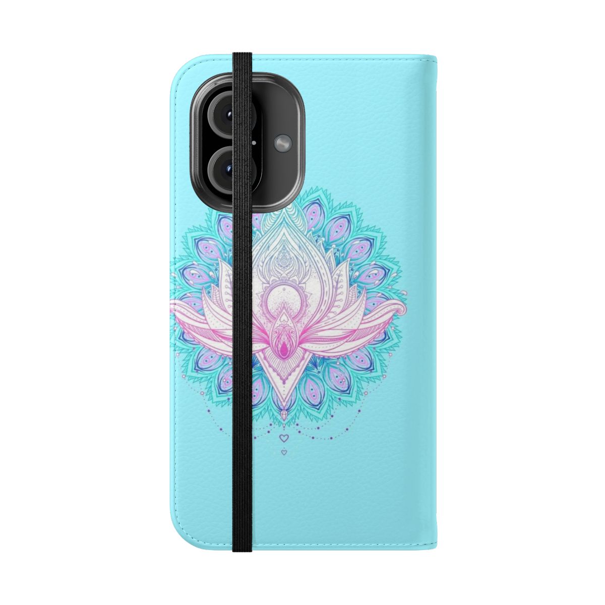 Colorful lotus flower phone case with a vibrant floral design - Folded Front