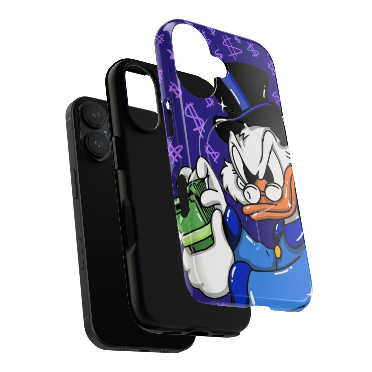 Scrooge McDuck-themed magnetic tough phone case with money design - Layers