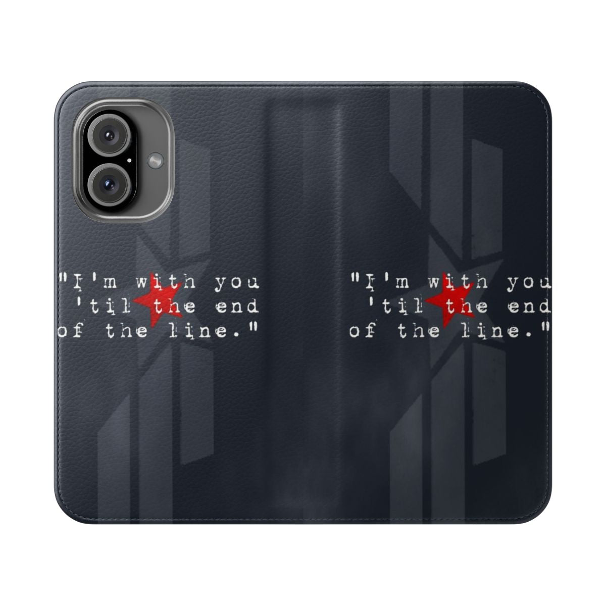 Flip cover phone case with Captain America and Winter Soldier design