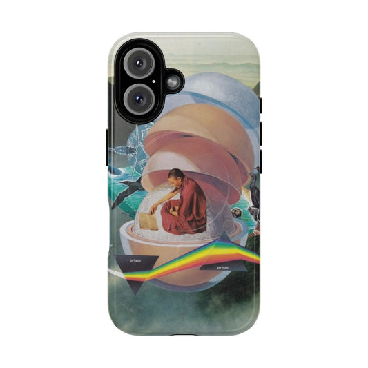 Unique, artistic handmade collage phone case with a magnetic closure and tough design.