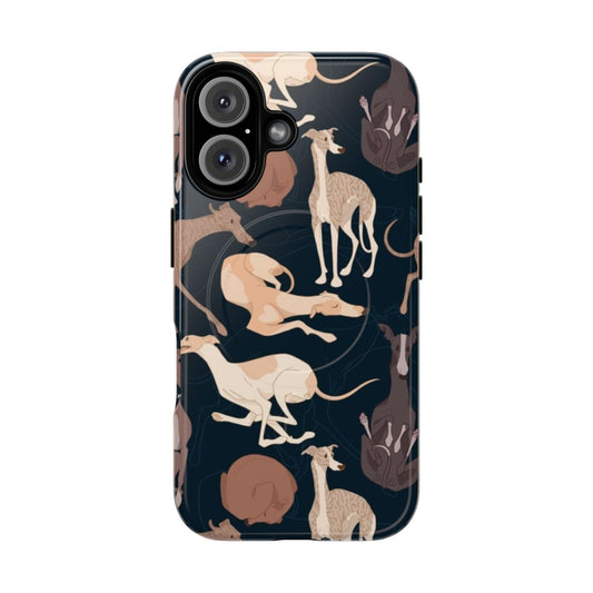 Whippet dog pattern printed on a magnetic tough phone case