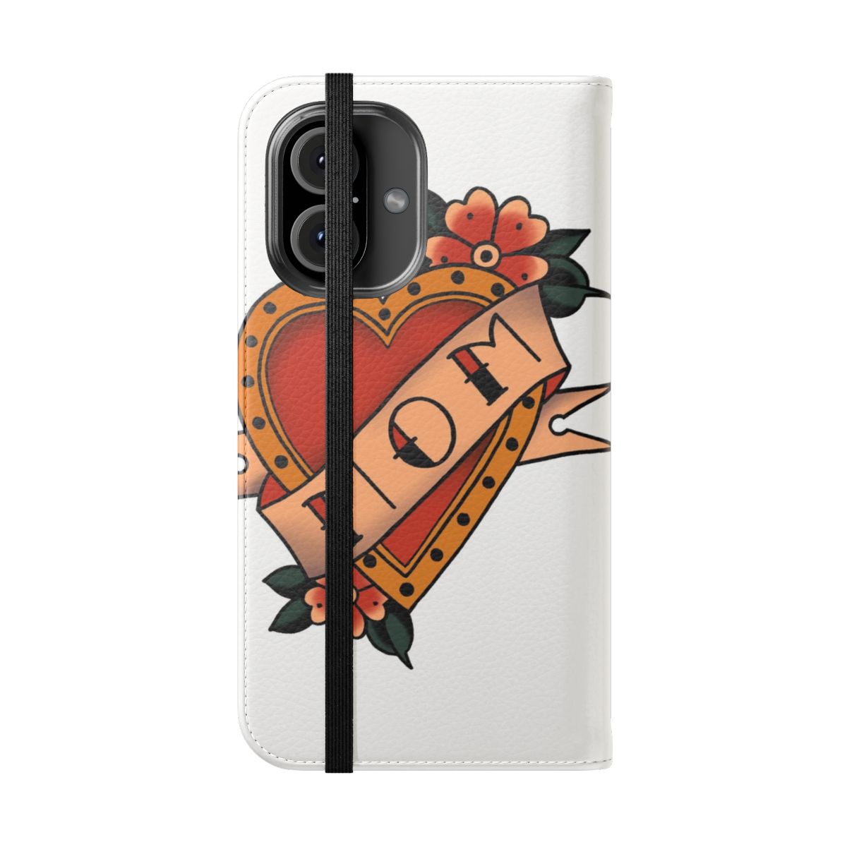 Customizable phone case with a heart and love design for moms - Folded Front