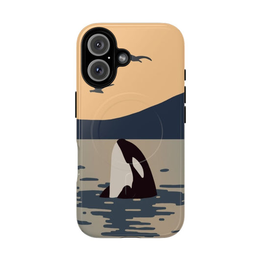 Killer whale or orca design on a tough, magnetic phone case