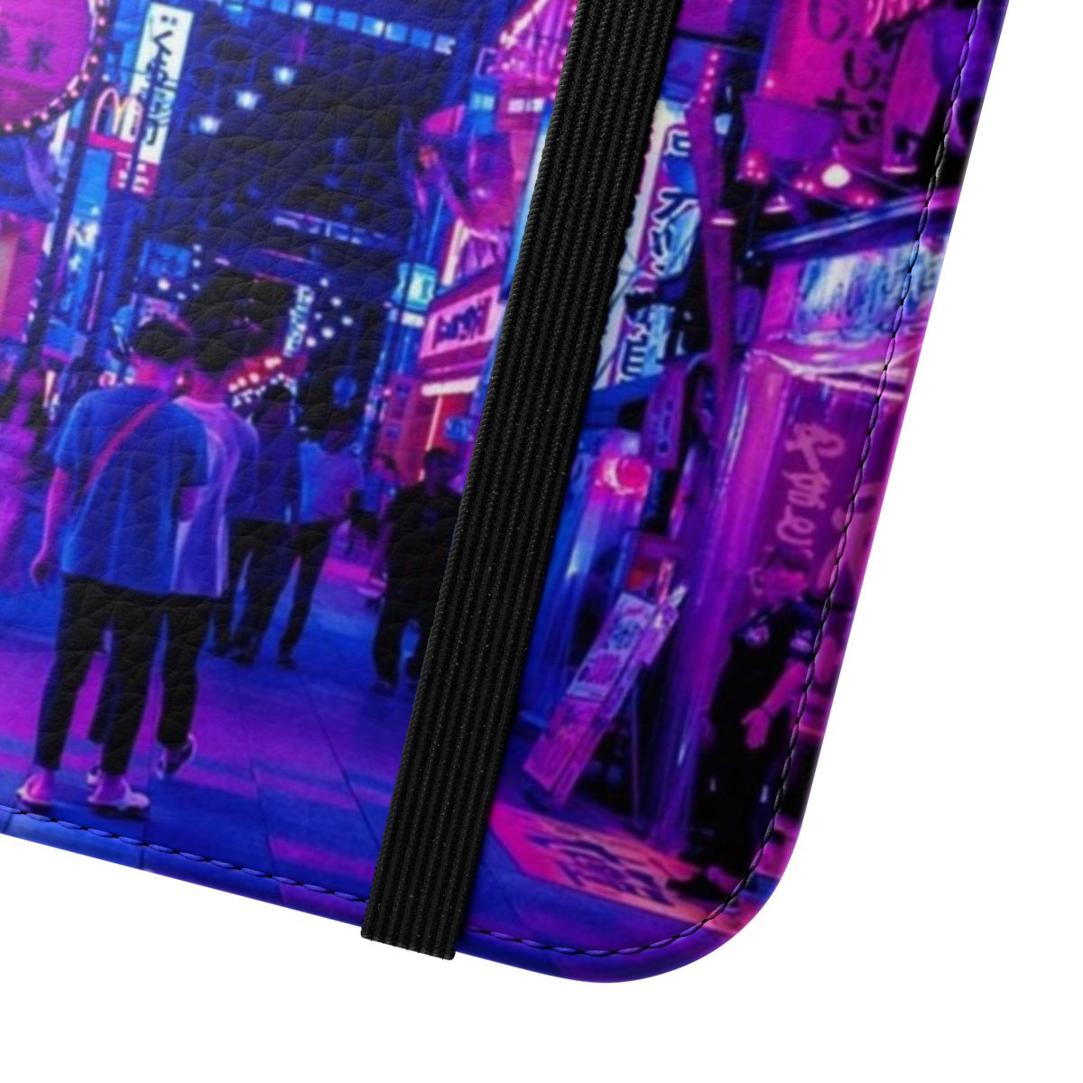 Stylish anime-themed flip phone case featuring scenes of Osaka, Japan's vibrant city streets. - Close Up