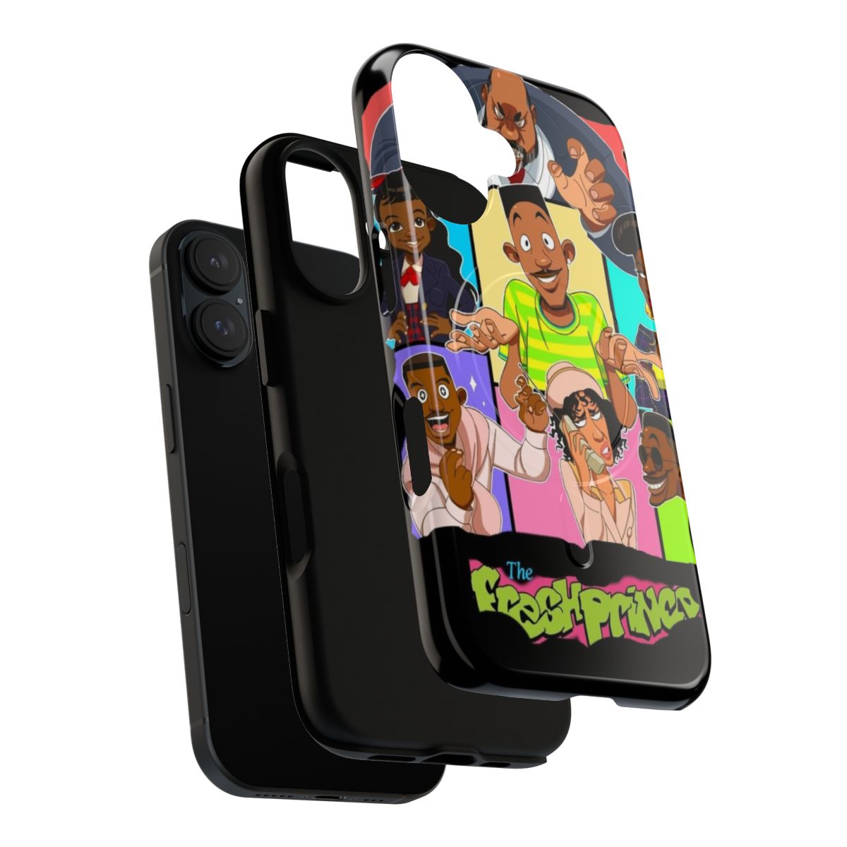 Colorful magnetic phone cases with custom designs inspired by The Fresh Prince of Bel-Air TV series - Layers